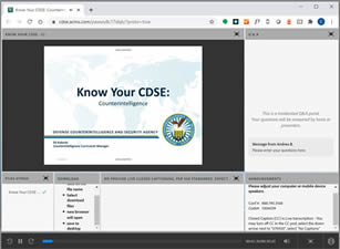 screenshot of Know Your CDSE webinar